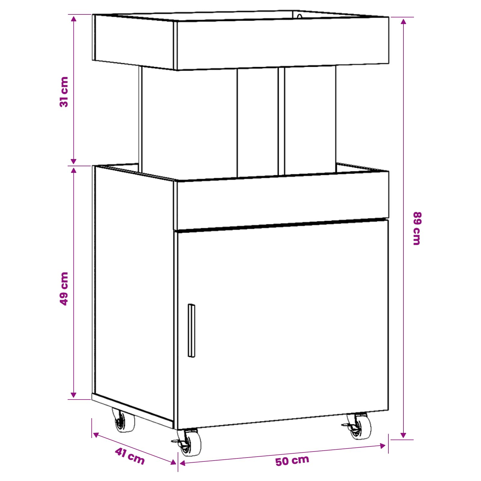 Serveerwagen Zwart eiken 50 x 41 x 89 cm Bewerkt hout
