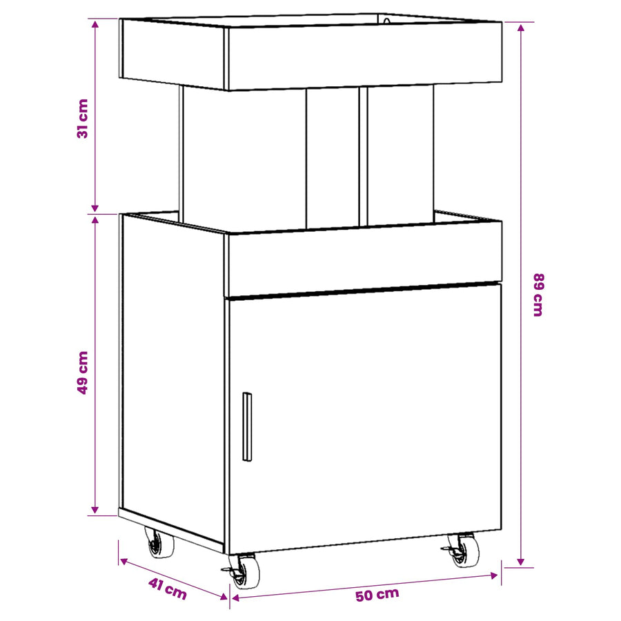 Serveerwagen Zwart eiken 50 x 41 x 89 cm Bewerkt hout