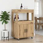 Barwagen bewerkt hout 60x39,5x89 cm artisanaal eiken