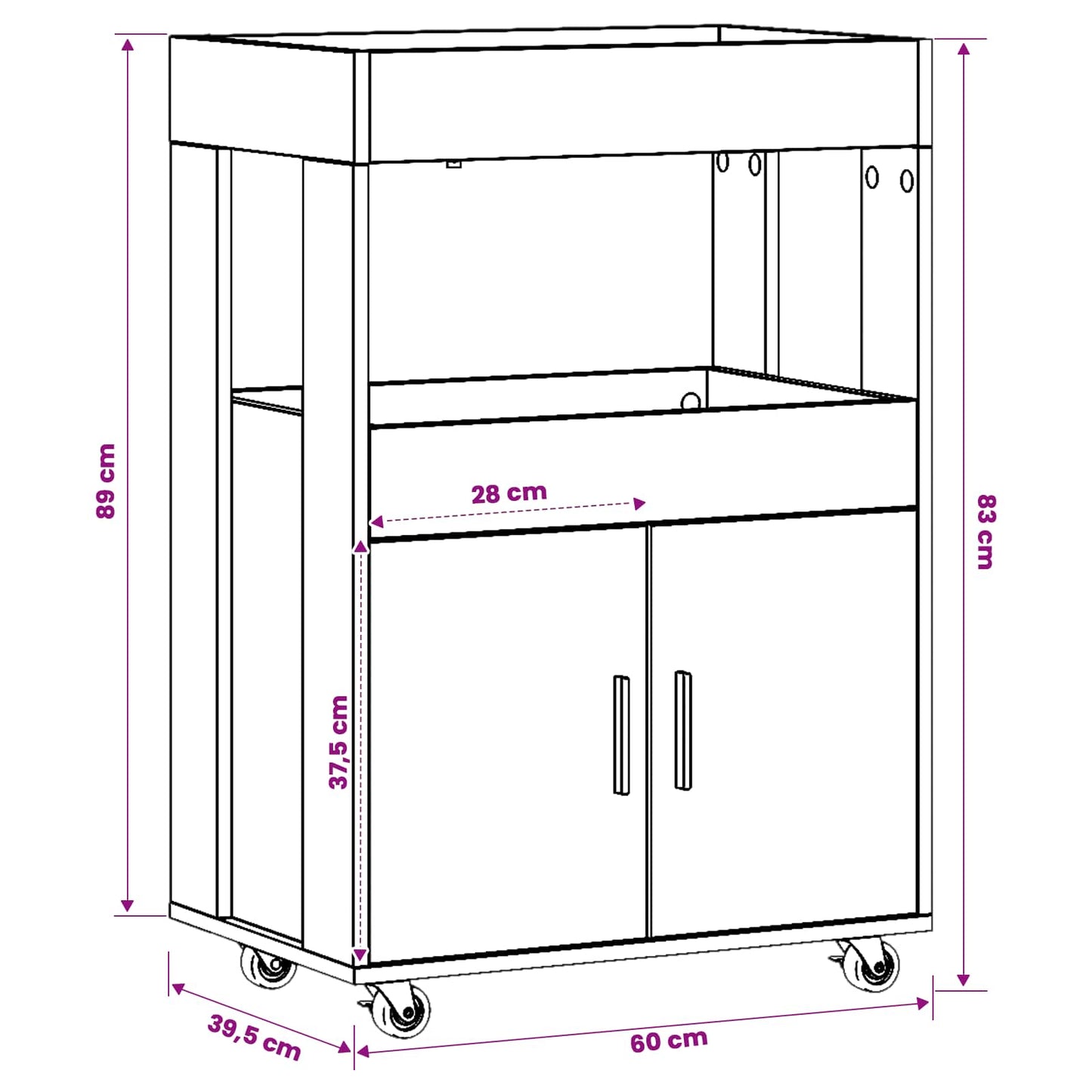 Bar Kar Artisanaal eiken 60 x 39,5 x 89 cm Bewerkt hout