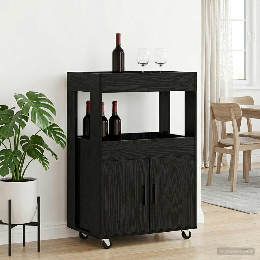 Bar Kar Zwart eiken 60 x 39,5 x 89 cm Bewerkt hout