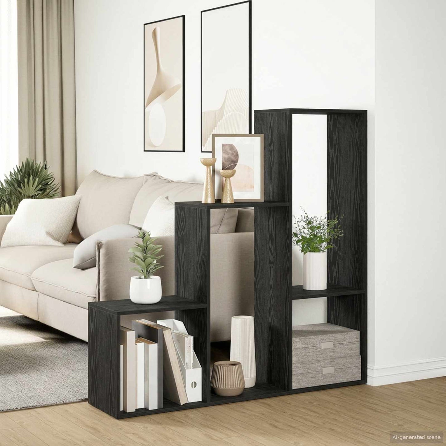 Kamerscherm Boekenkast 123 x 29 x 123 cm Bewerkt hout