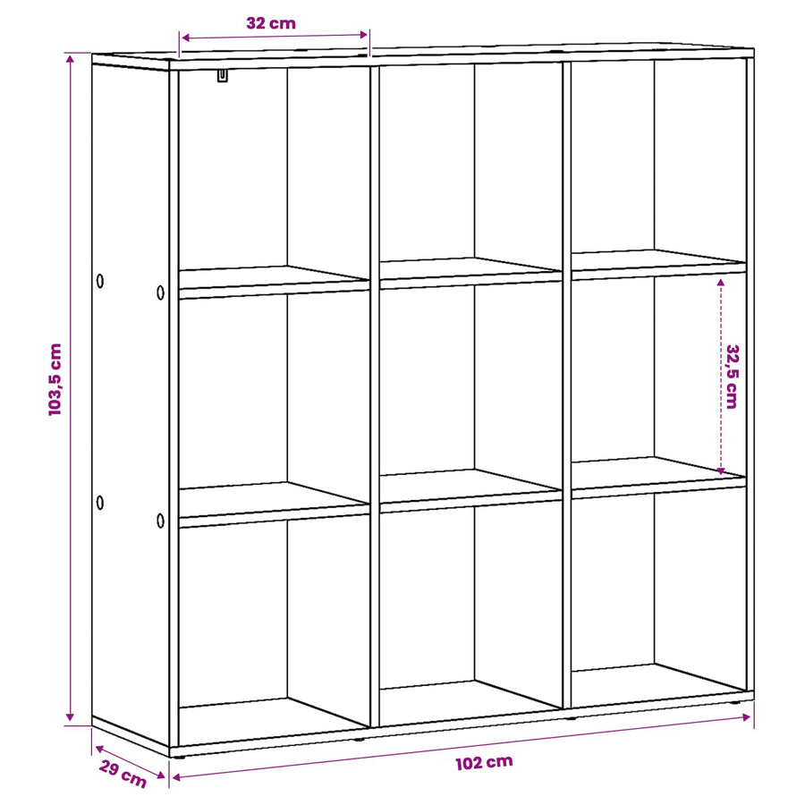 Boekenkast 102 x 29 x 103,5 cm Bewerkt hout Zwart eiken