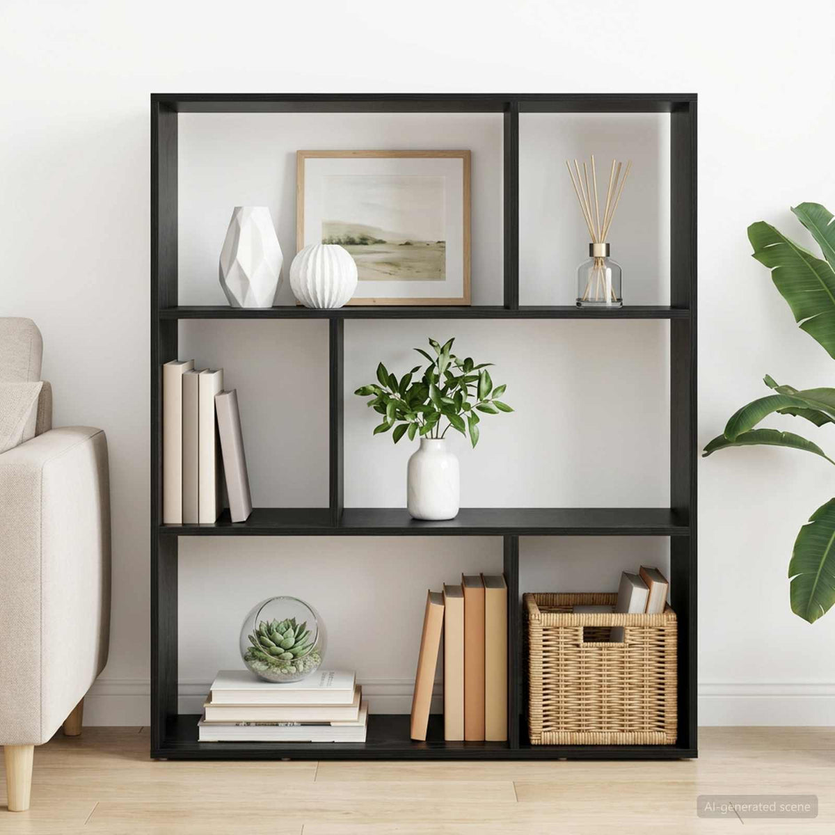 Boekenkast 102 x 29 x 103,5 cm Bewerkt hout Zwart eiken