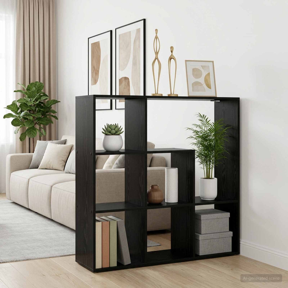 Boekenkast 102 x 29 x 103,5 cm Bewerkt hout Zwart eiken