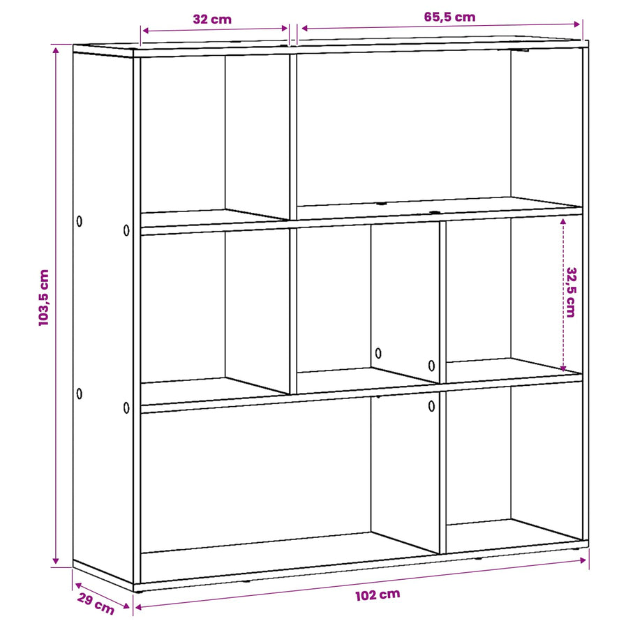Boekenkast 102 x 29 x 103,5 cm Bewerkt hout Zwart eiken