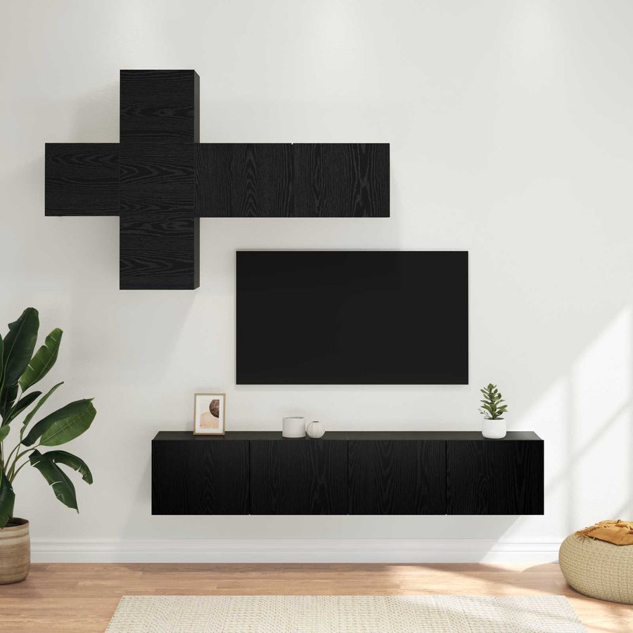 Tv-meubelset Wandgemonteerd 3 pcs Bewerkt hout