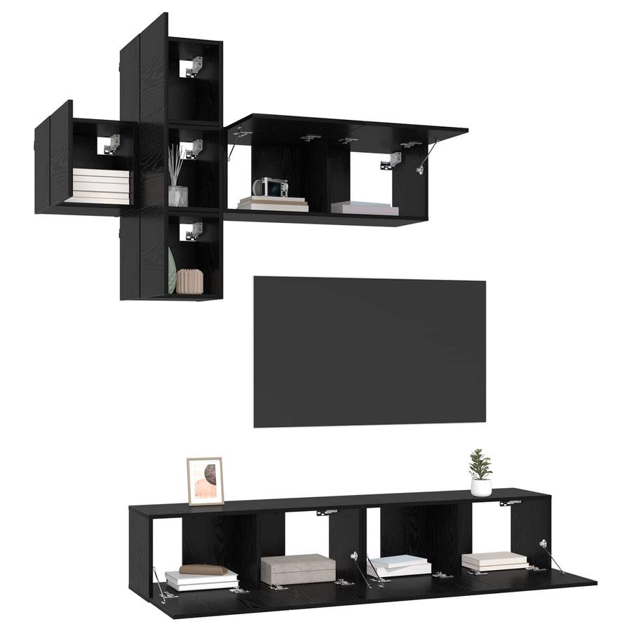 Tv-meubelset Wandgemonteerd 3 pcs Bewerkt hout