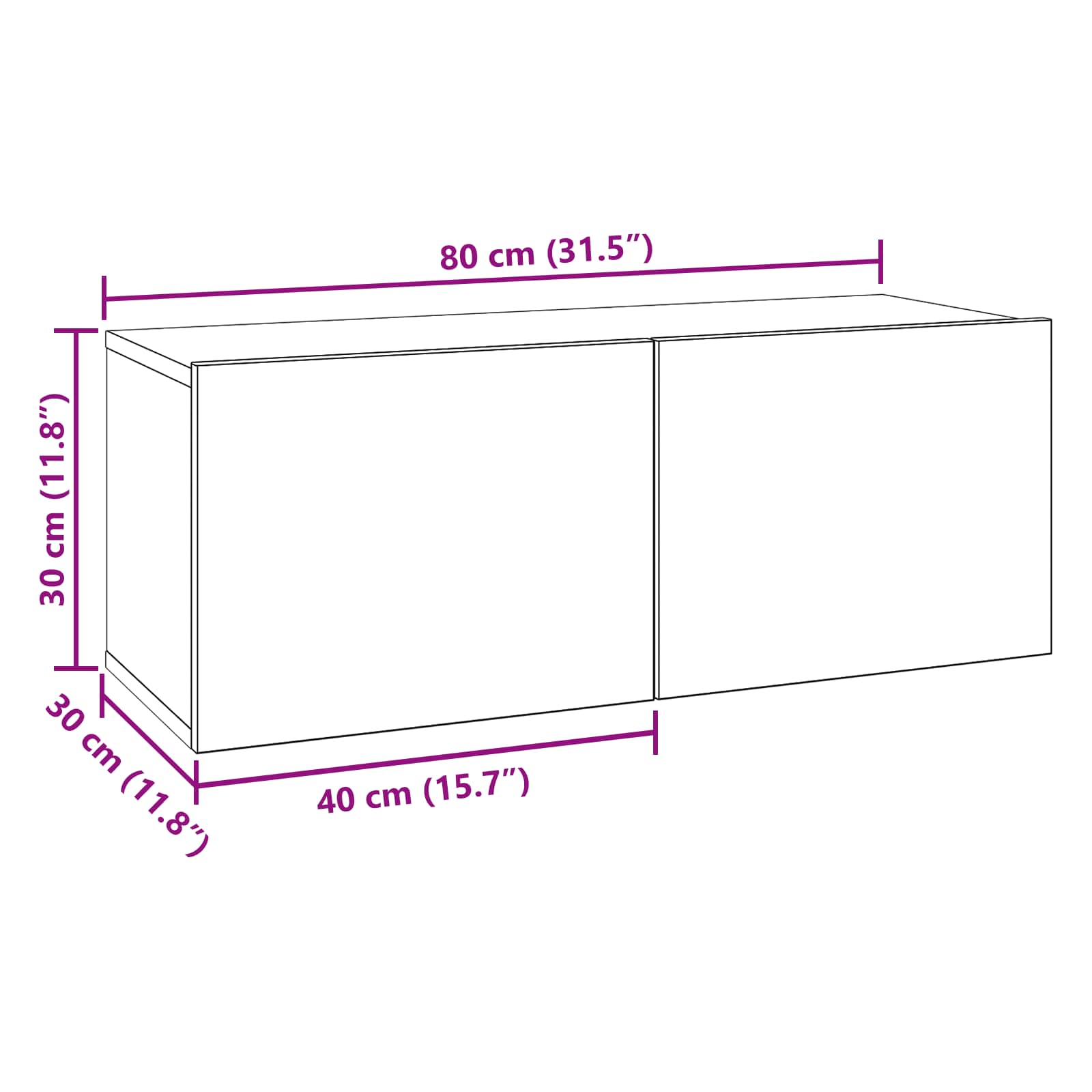 Tv-meubelset 6 pcs 80 x 30 x 30 cm Zwart eiken Bewerkt hout