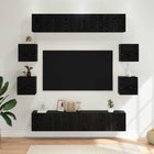 Tv-meubelset 8 stuks 80x30x30 cm zwart eiken