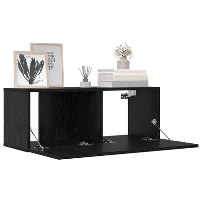 Tv-meubelset 8 pcs 80 x 30 x 30 cm Zwart eiken Bewerkt hout