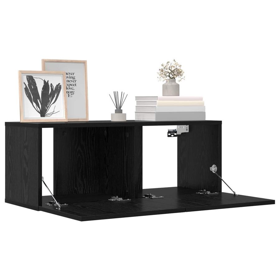 Tv-meubelset 8 pcs 80 x 30 x 30 cm Zwart eiken Bewerkt hout