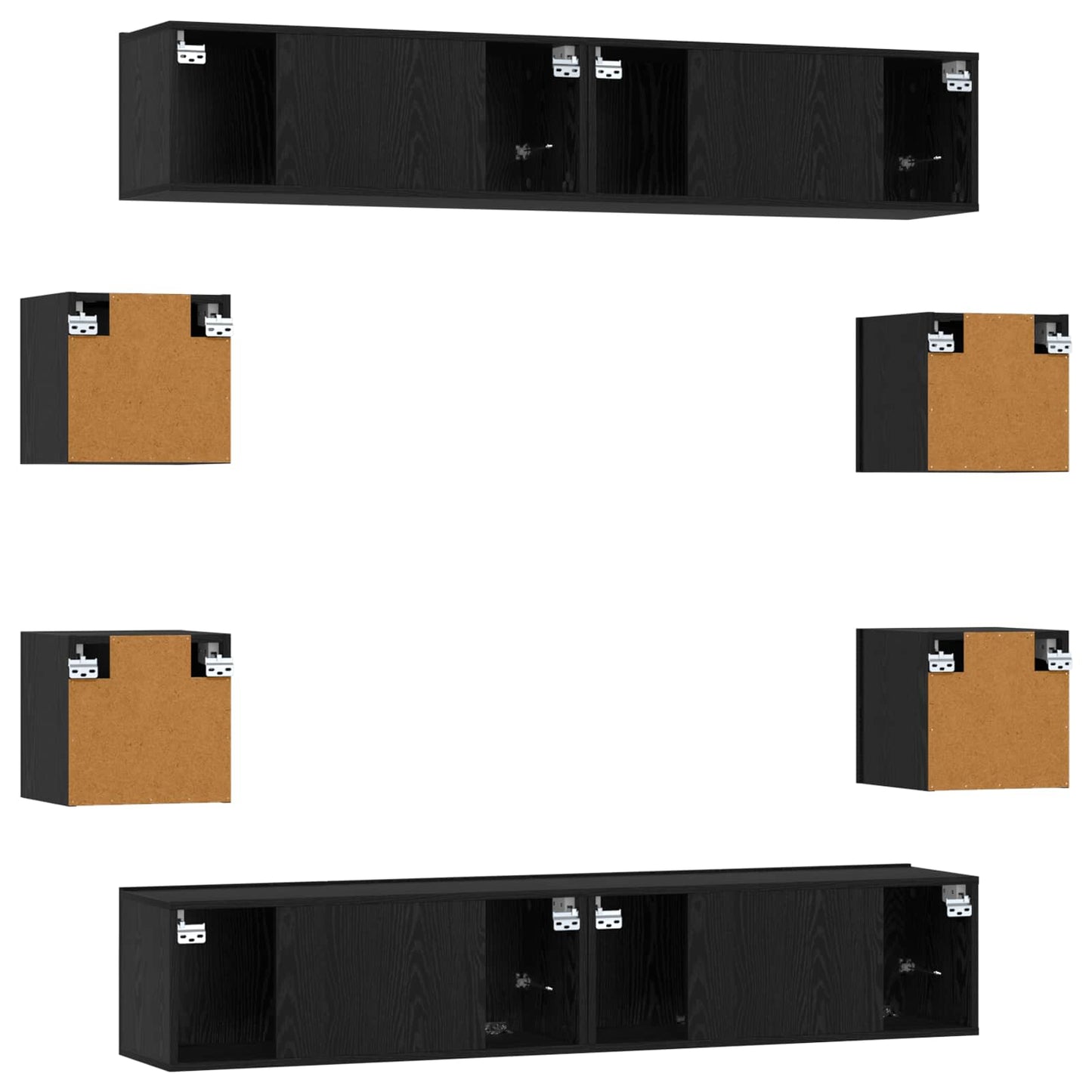 Tv-meubelset 8 pcs 80 x 30 x 30 cm Zwart eiken Bewerkt hout
