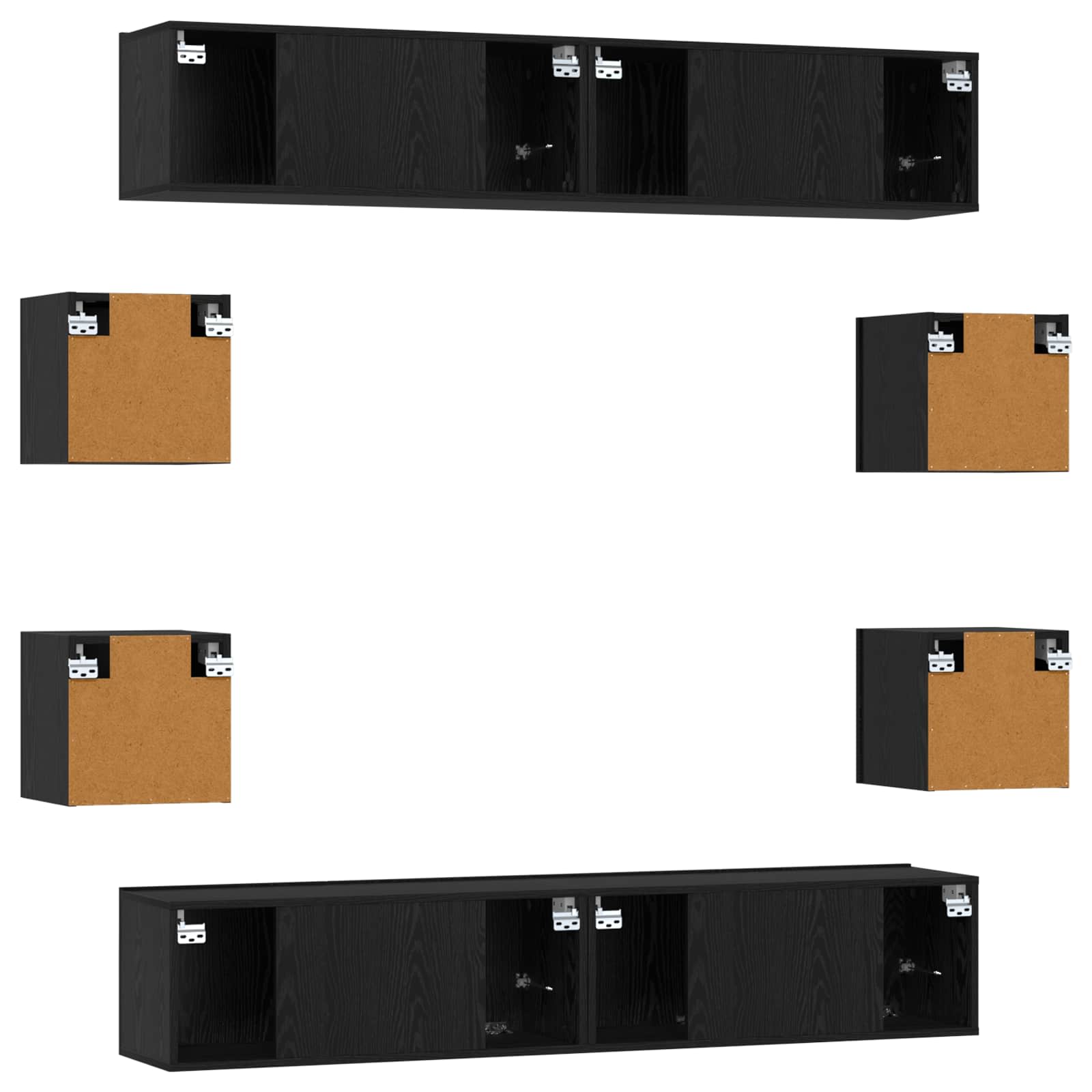 Tv-meubelset 8 pcs 80 x 30 x 30 cm Zwart eiken Bewerkt hout