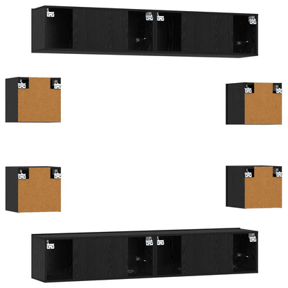 Tv-meubelset 8 pcs 80 x 30 x 30 cm Zwart eiken Bewerkt hout