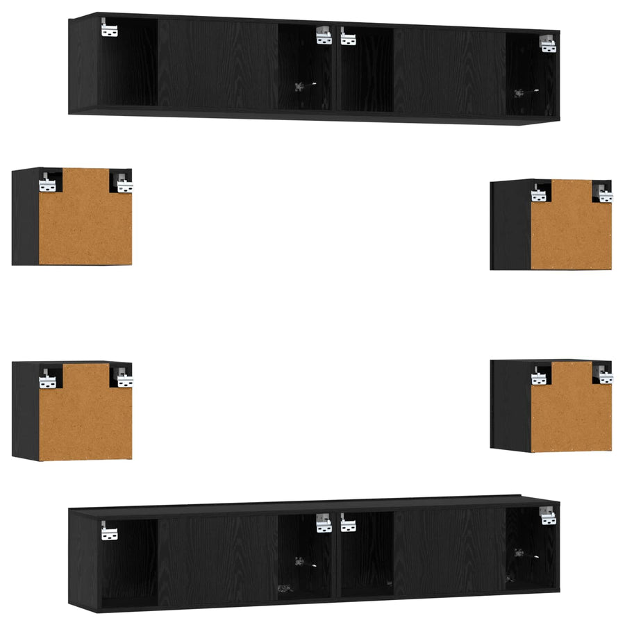 Tv-meubelset 8 pcs 80 x 30 x 30 cm Zwart eiken Bewerkt hout