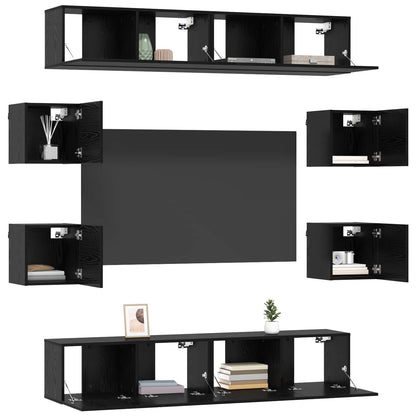Tv-meubelset 8 pcs 80 x 30 x 30 cm Zwart eiken Bewerkt hout