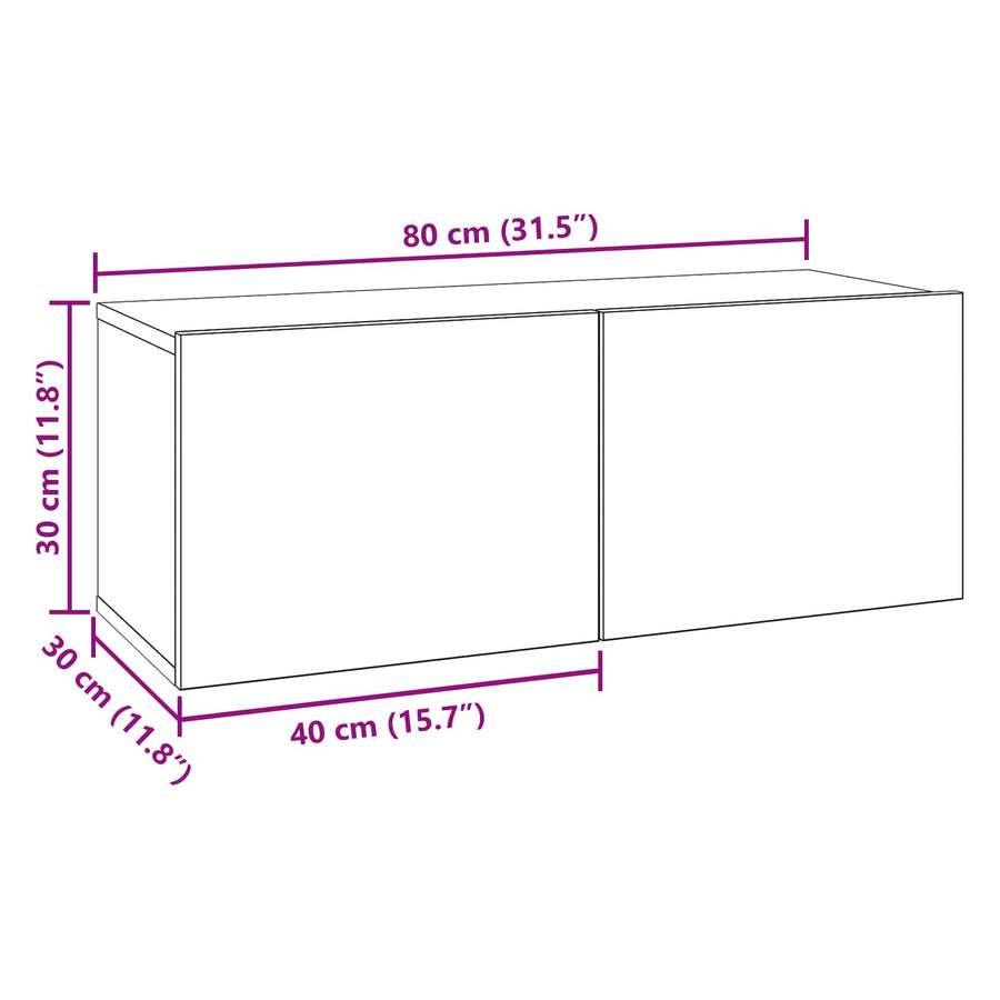 Tv-meubelset 8 pcs 80 x 30 x 30 cm Zwart eiken Bewerkt hout