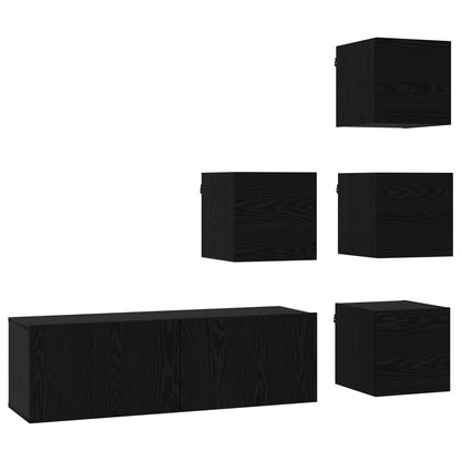 Tv-meubelset 5 pcs 100 x 30 x 30 cm Zwart eiken Bewerkt hout