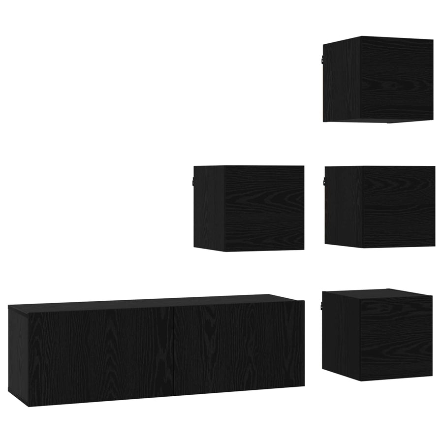 Tv-meubelset 5 pcs 100 x 30 x 30 cm Zwart eiken Bewerkt hout