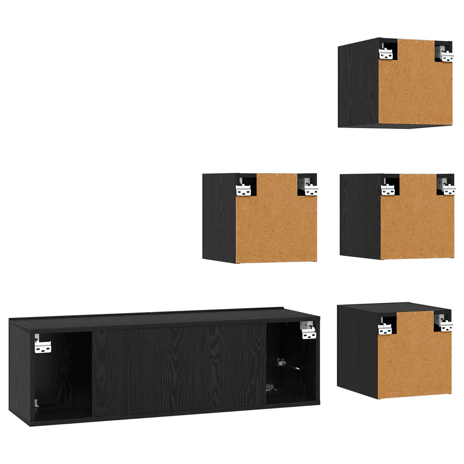 Tv-meubelset 5 pcs 100 x 30 x 30 cm Zwart eiken Bewerkt hout