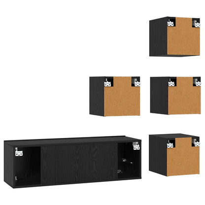 Tv-meubelset 5 pcs 100 x 30 x 30 cm Zwart eiken Bewerkt hout