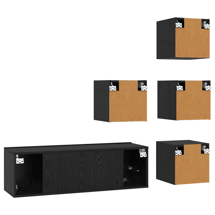 Tv-meubelset 5 pcs 100 x 30 x 30 cm Zwart eiken Bewerkt hout