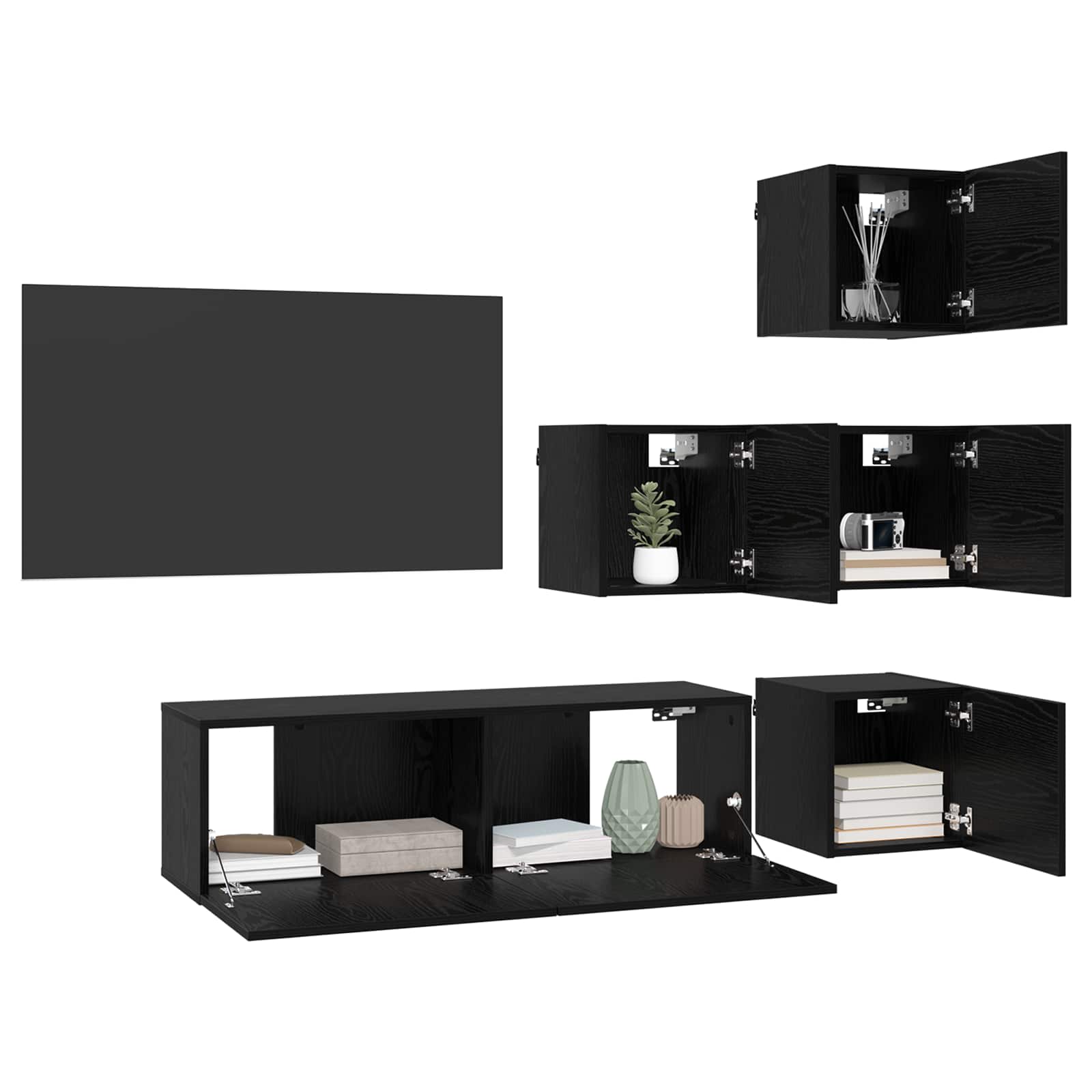 Tv-meubelset 5 pcs 100 x 30 x 30 cm Zwart eiken Bewerkt hout