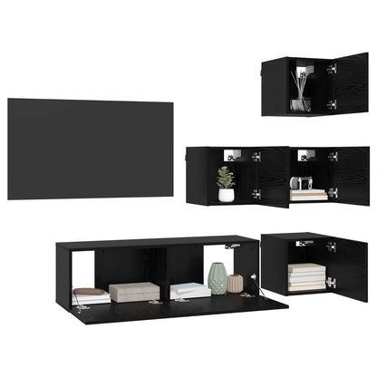 Tv-meubelset 5 pcs 100 x 30 x 30 cm Zwart eiken Bewerkt hout