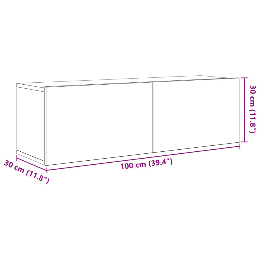 Tv-meubelset 5 pcs 100 x 30 x 30 cm Zwart eiken Bewerkt hout