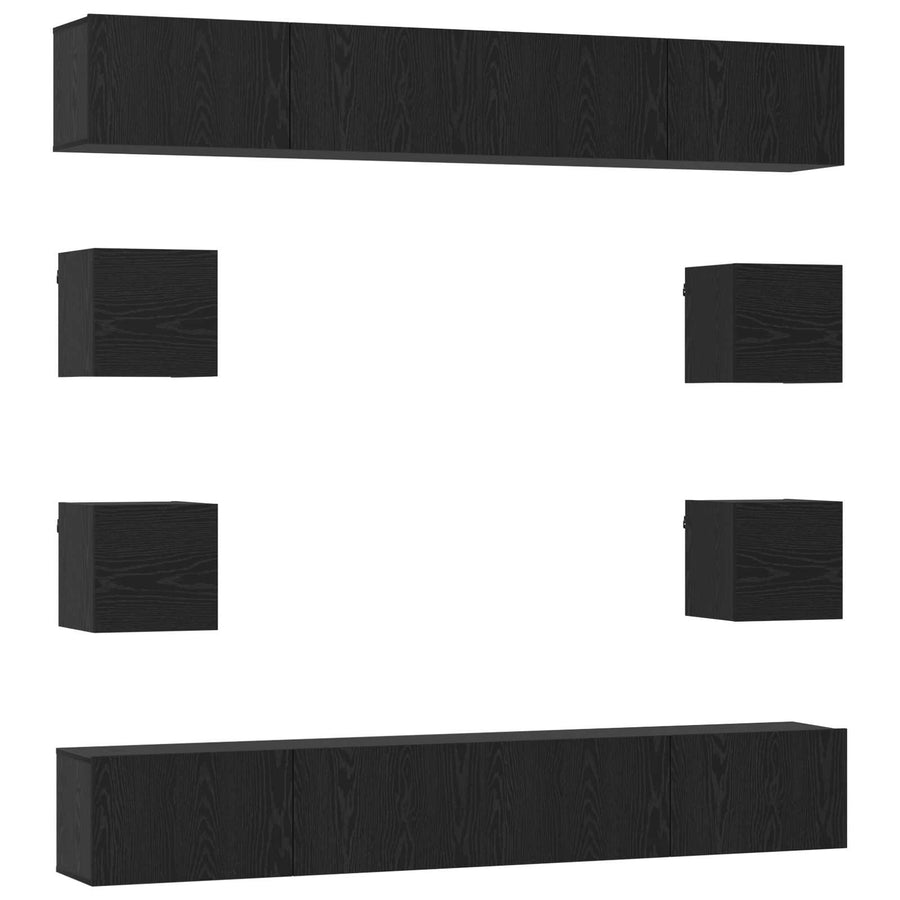 Tv-meubelset 8 pcs 100 x 30 x 30 cm Zwart eiken Bewerkt hout