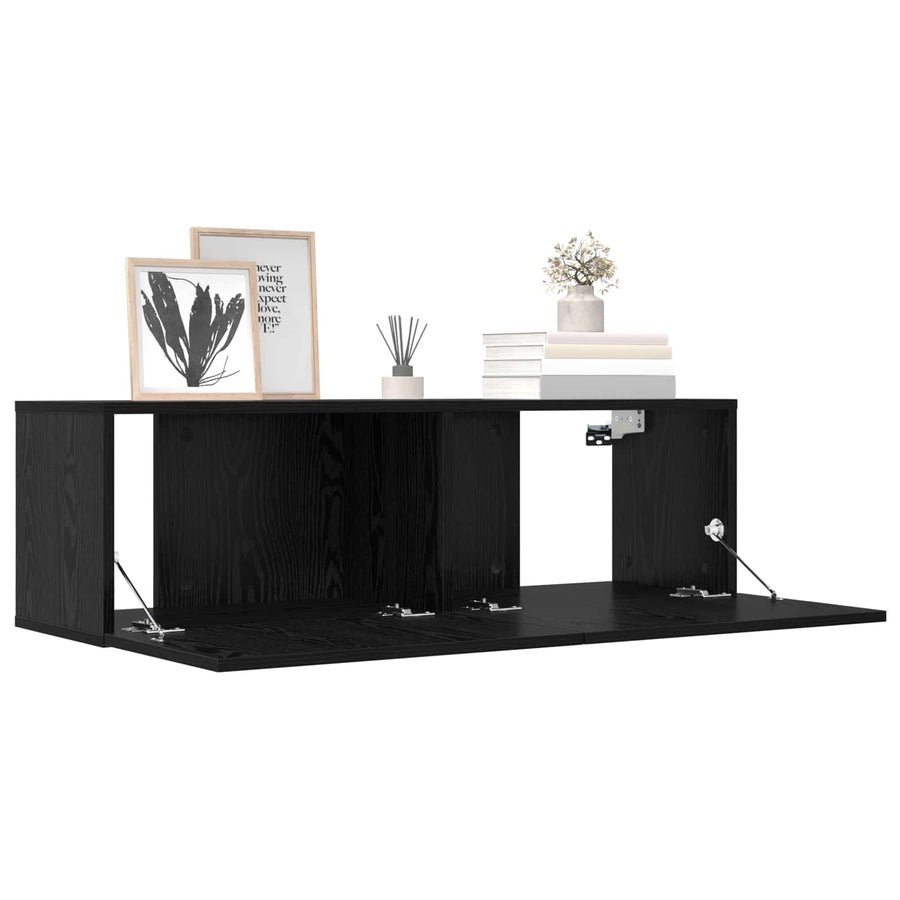 Tv-meubelset 8 pcs 100 x 30 x 30 cm Zwart eiken Bewerkt hout