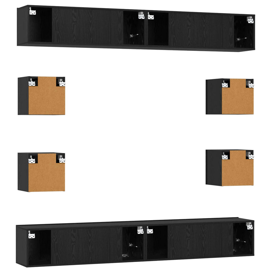 Tv-meubelset 8 pcs 100 x 30 x 30 cm Zwart eiken Bewerkt hout