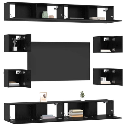 Tv-meubelset 8 pcs 100 x 30 x 30 cm Zwart eiken Bewerkt hout