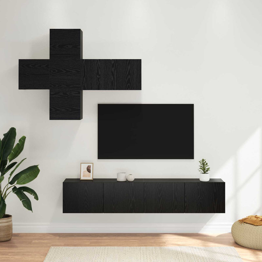 Tv-meubelset Wandgemonteerd 3 pcs Bewerkt hout
