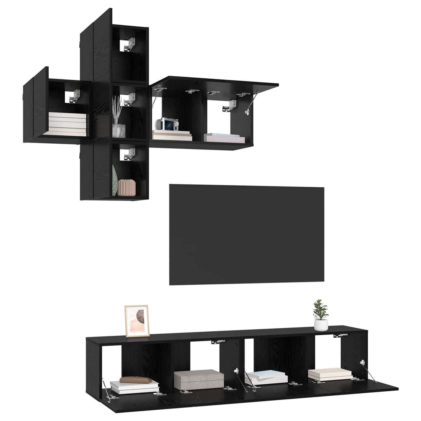 Tv-meubelset Wandgemonteerd 3 pcs Bewerkt hout