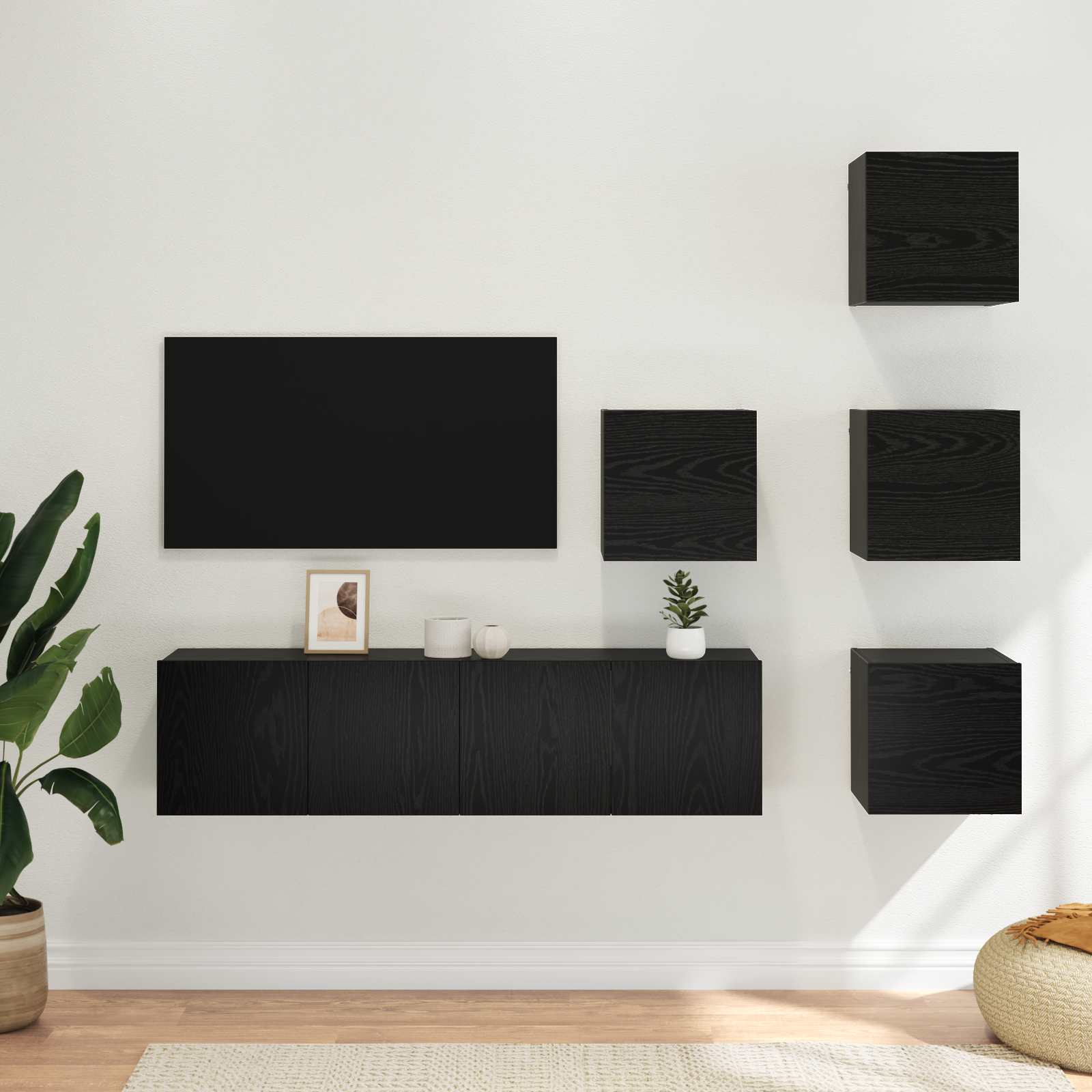 Tv-meubelset 6 pcs 60 x 30 x 30 cm Zwart eiken Bewerkt hout