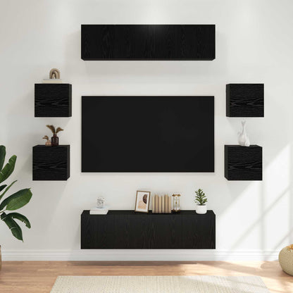 Tv-meubelset 8 pcs 120 x 30 x 30 cm Zwart eiken Bewerkt hout