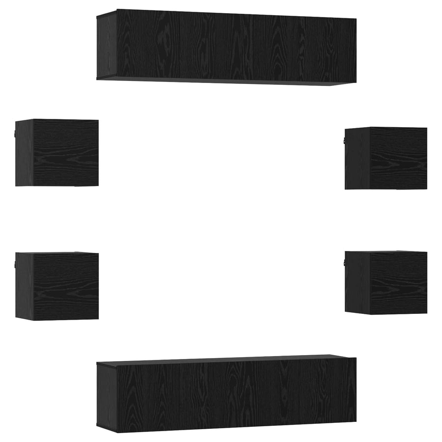 Tv-meubelset 8 pcs 120 x 30 x 30 cm Zwart eiken Bewerkt hout
