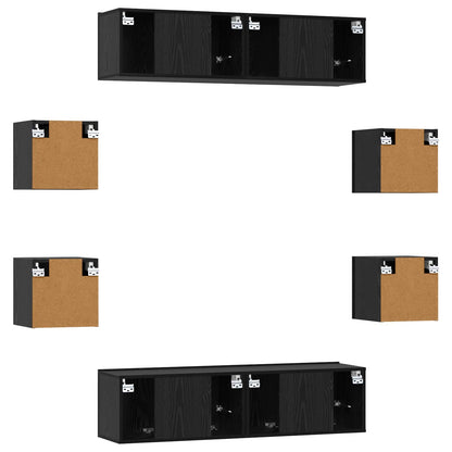 Tv-meubelset 8 pcs 120 x 30 x 30 cm Zwart eiken Bewerkt hout
