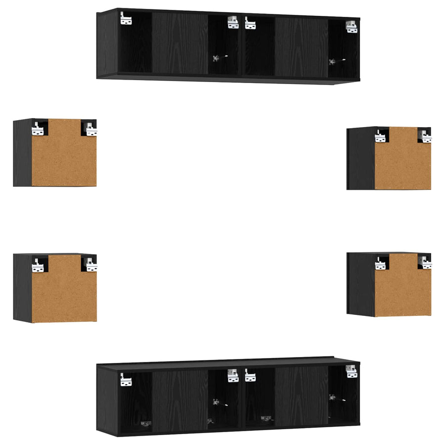 Tv-meubelset 8 pcs 120 x 30 x 30 cm Zwart eiken Bewerkt hout