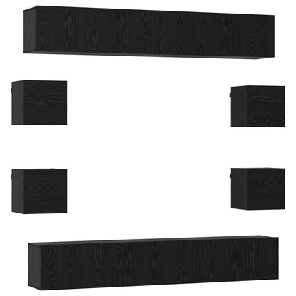 Tv-meubelset 10 pcs 180 x 30 x 30 cm Zwart eiken Bewerkt hout