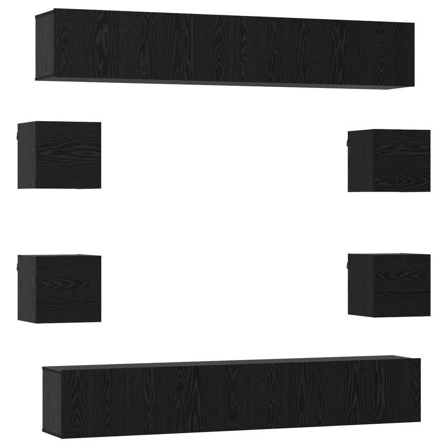 Tv-meubelset 10 pcs 180 x 30 x 30 cm Zwart eiken Bewerkt hout