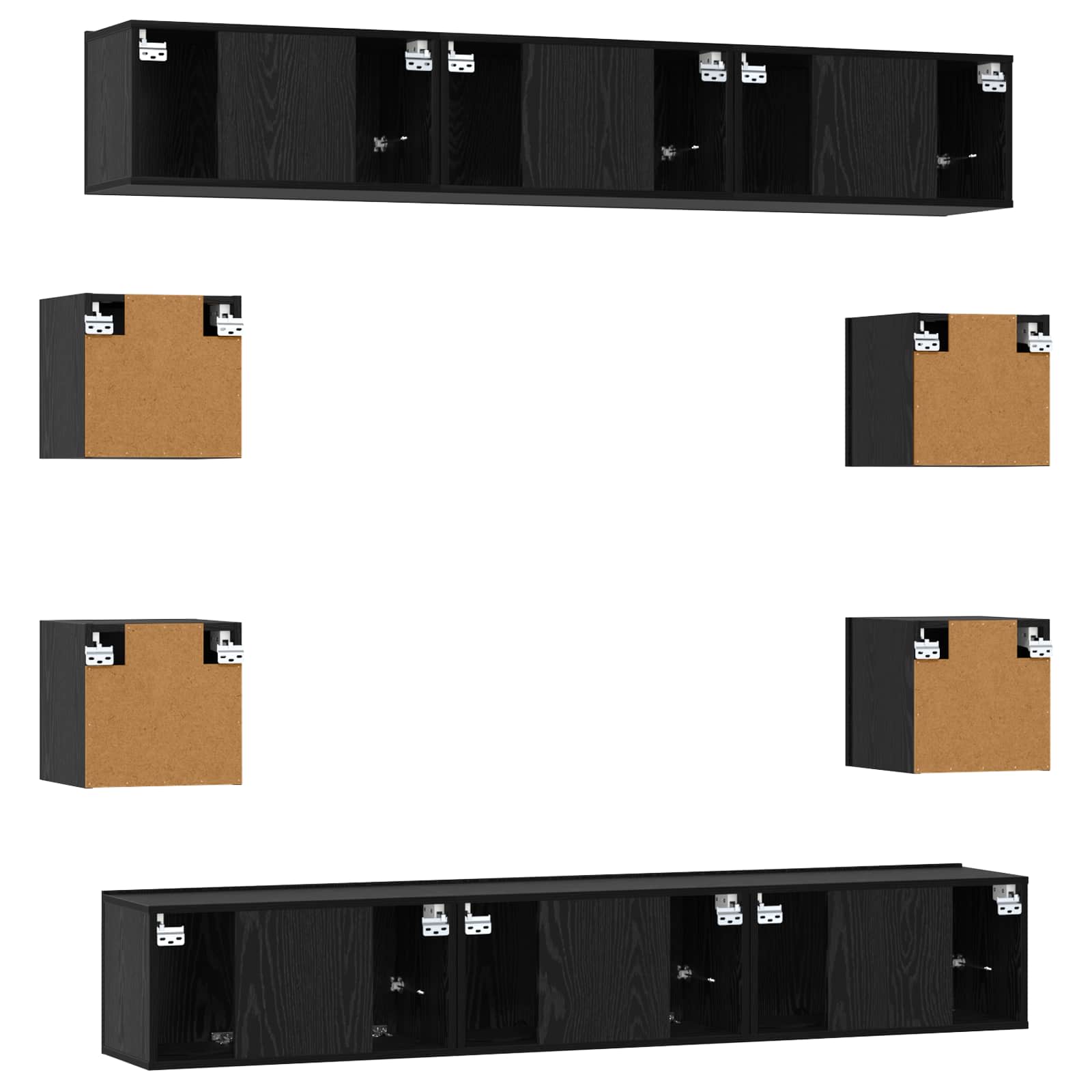 Tv-meubelset 10 pcs 180 x 30 x 30 cm Zwart eiken Bewerkt hout