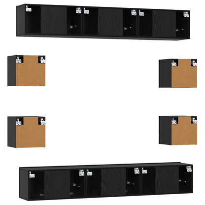Tv-meubelset 10 pcs 180 x 30 x 30 cm Zwart eiken Bewerkt hout