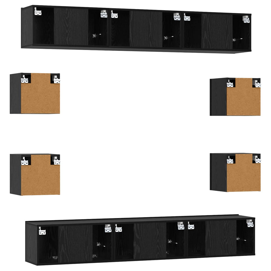 Tv-meubelset 10 pcs 180 x 30 x 30 cm Zwart eiken Bewerkt hout