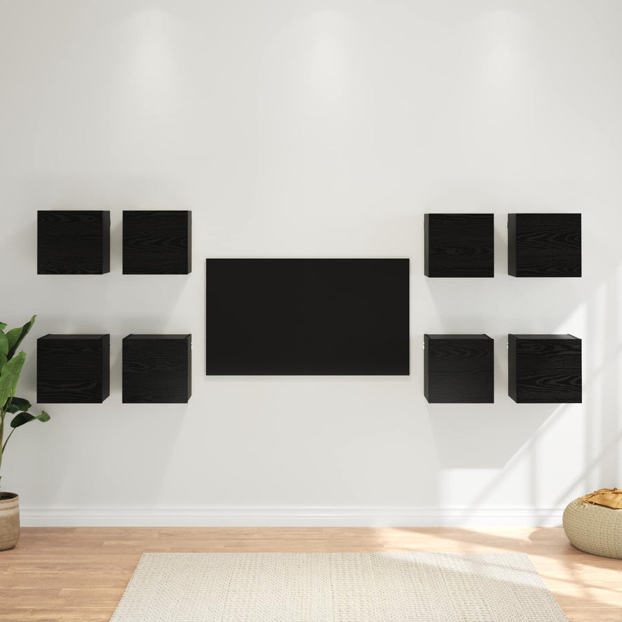 Wandgemonteerde TV-kast 8 pcs Zwart eiken 30,5 x 30 x 30 cm