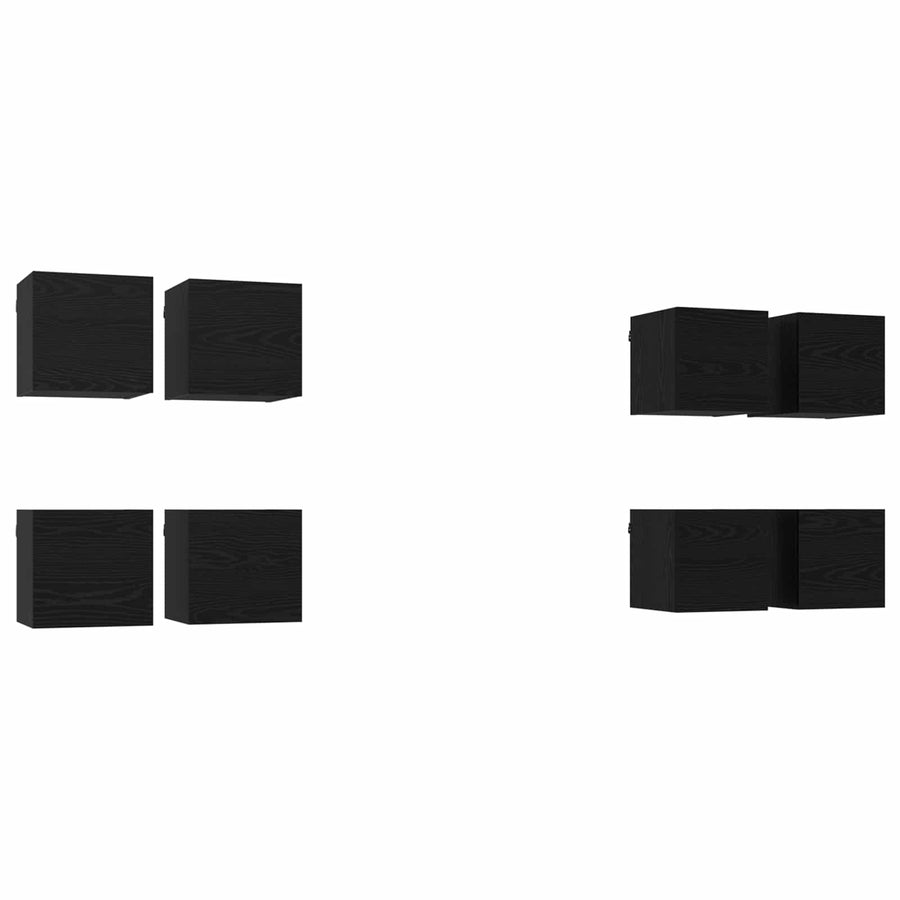 Wandgemonteerde TV-kast 8 pcs Zwart eiken 30,5 x 30 x 30 cm