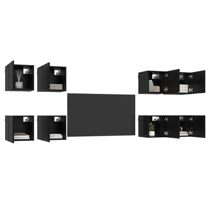 Wandgemonteerde TV-kast 8 pcs Zwart eiken 30,5 x 30 x 30 cm