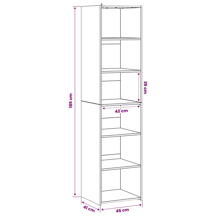 Dressoir Zwart eiken 45 x 41 x 185 cm Bewerkt hout